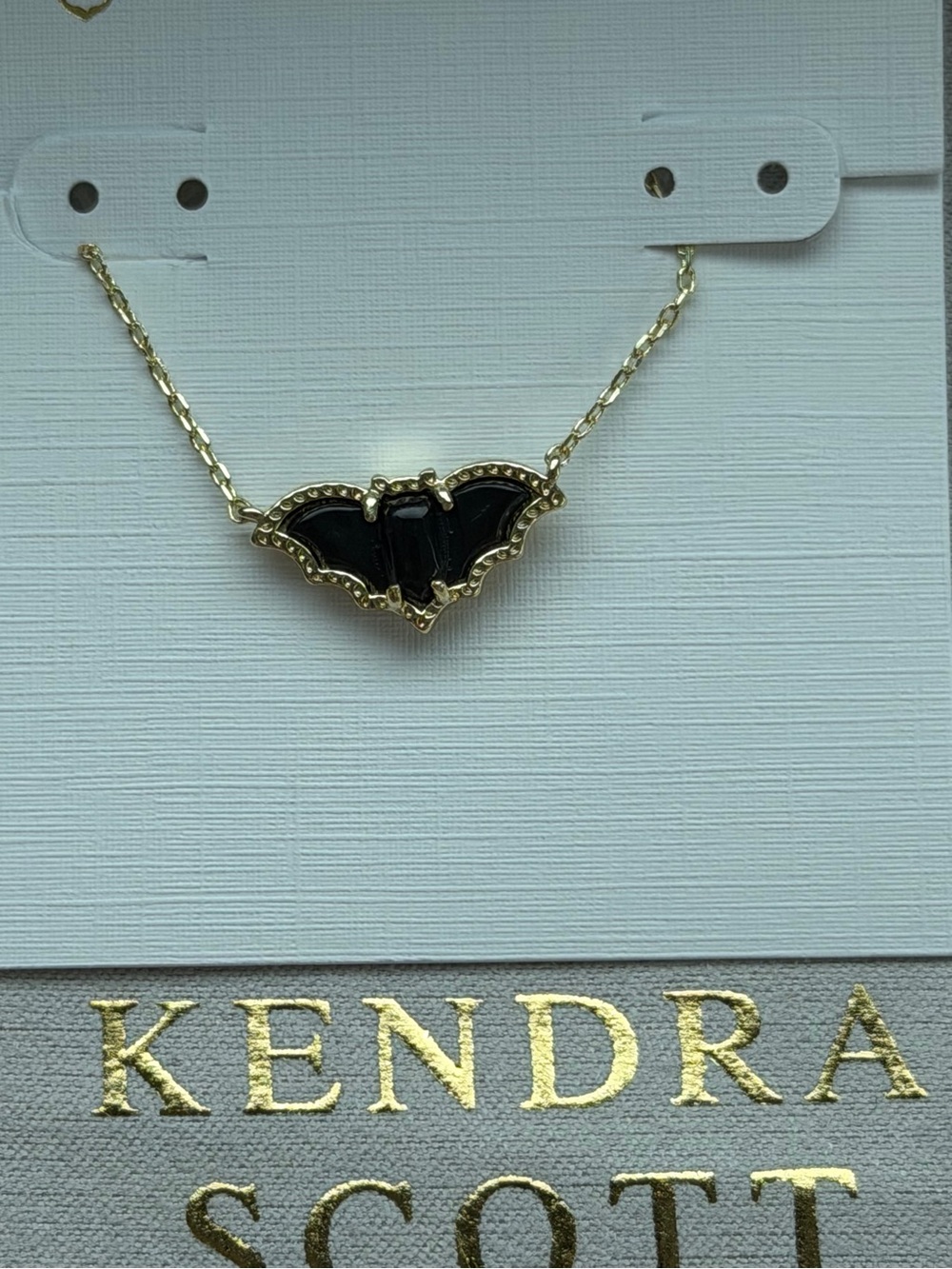 🔆Kendra Scott Gold Necklace with Black Bat Charm